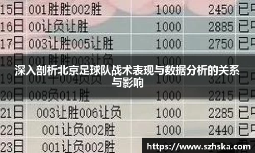 深入剖析北京足球队战术表现与数据分析的关系与影响